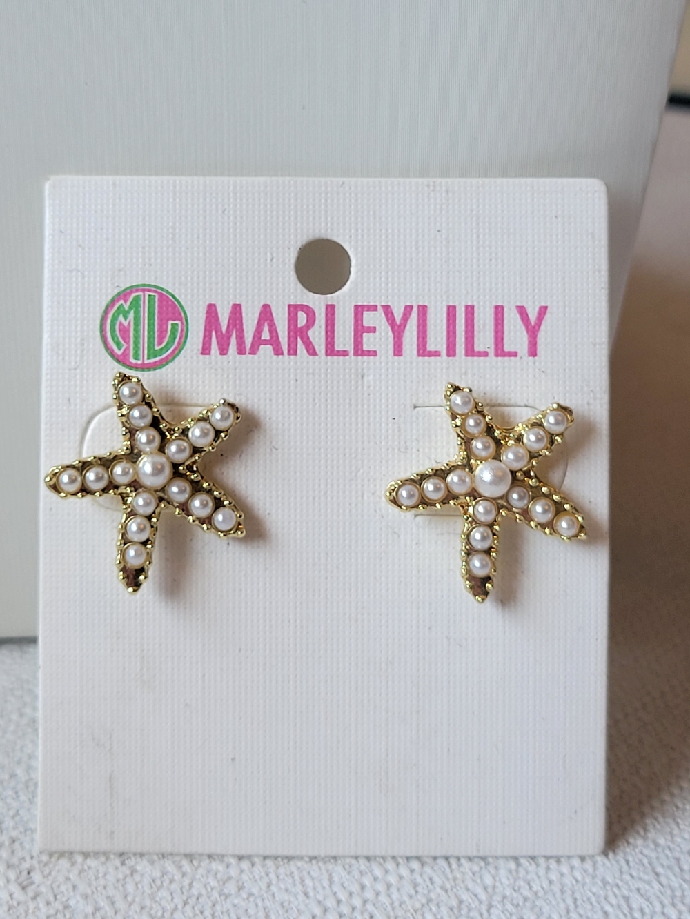 MarleyLilly Gold Starfish Pearl Stud Earrings